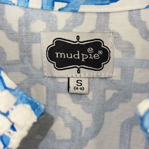 Mud Pie Womens Chain Link Print Sleeveless Tunic Sheath Dress Royal Blue Small - Picture 4 of 8